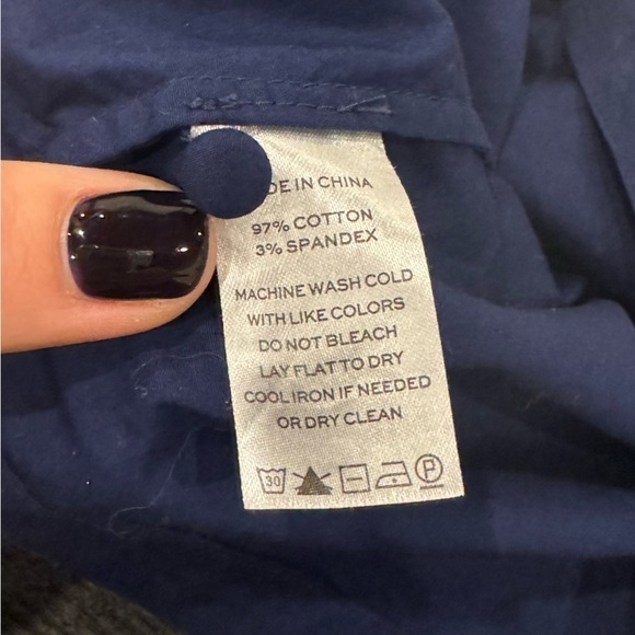 Hill House Kit Short Sleeve Top in Navy Cotton Poplin Size Large EUC - Picture 7 of 9